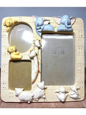 Baby Animal-Themed Multi-Photo Frame Giraffe Elephant And Bear Design 3 Openings